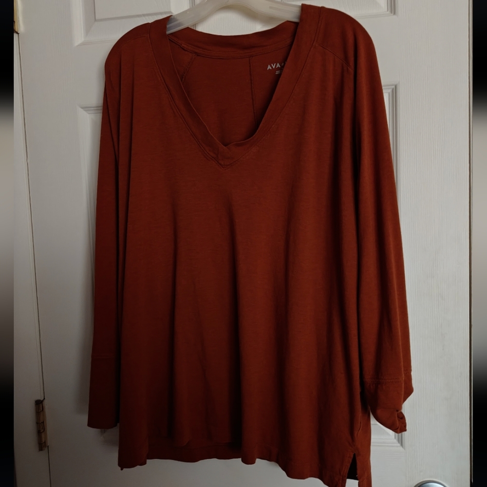 Ava & Viv Orange Relaxed Tunic with Long Sleeves